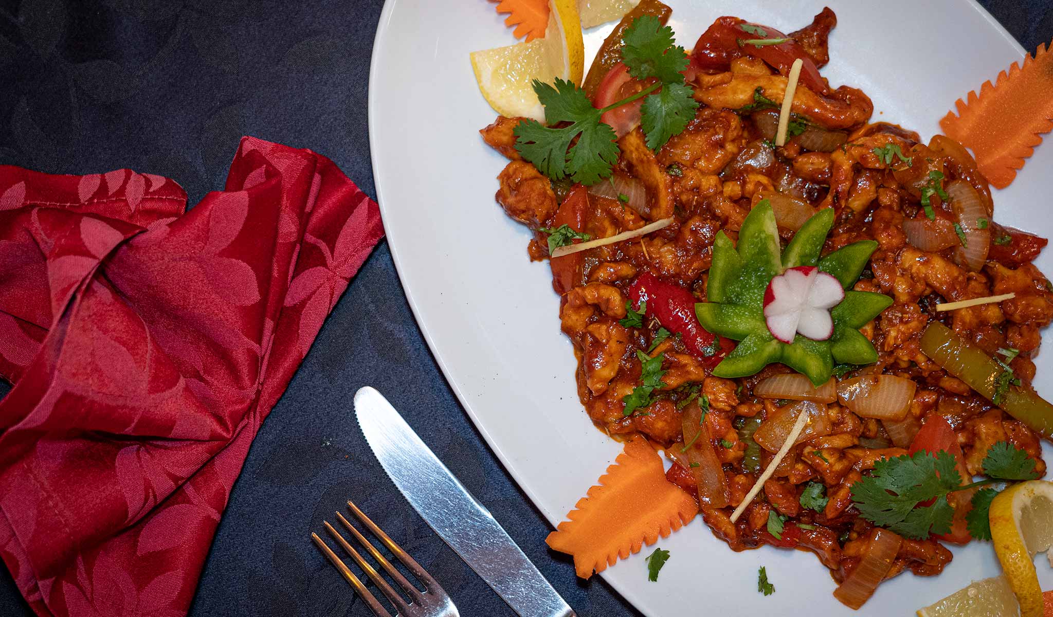 A plated dish from the Gurkha Kitchen menu