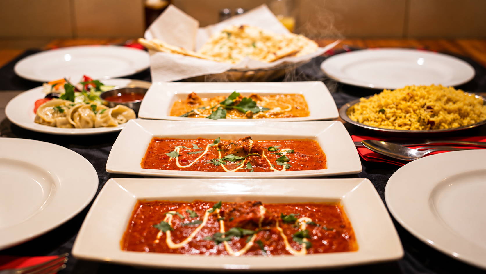 A selection of dishes served at Gurkha Kitchen in Carvoeiro